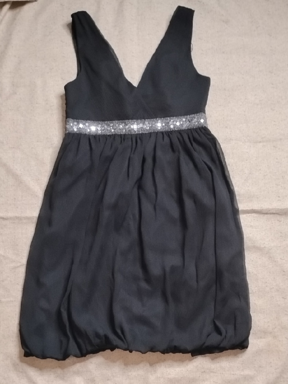 Van Heusen Black Sleeveless Party Dress with Silver Sequin Waist
